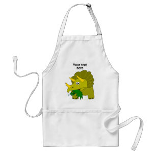 Cute Green Triceratops Cartoon Dinosaur Standard Apron