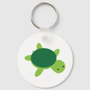 Cute Green Turtle Button Keychain
