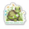 Cute Green Turtle Floral Text Custom Cut 
