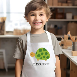 Cute Green Turtle Personalized Kids Apron