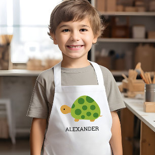 Cute Green Turtle Personalized Kids Apron