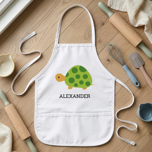 Cute Green Turtle Personalized Kids Apron