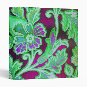 Cute Green Vintage Floral Pattern Binder