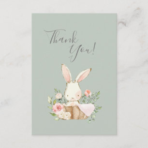 Cute Green watercolor Bunny Baby Shower Thank You 