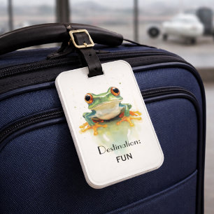  Cute Green Watercolor Tree Frog, custom  Luggage Tag