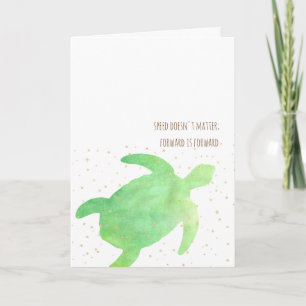 Cute Green Watercolor Turtle Speed Doesn't Matter Card
