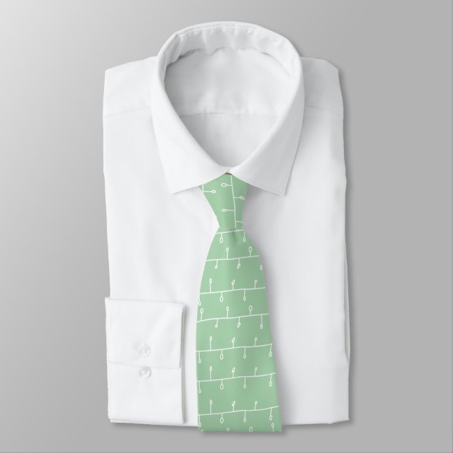 Cute Green & White Christmas Lights Holiday Tie (Tied)