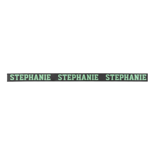 Cute Green & White Custom Name  Satin Ribbon (Front)