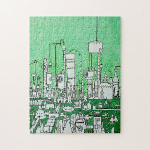 cute green white ink colour  scientist's lab jigsaw puzzle