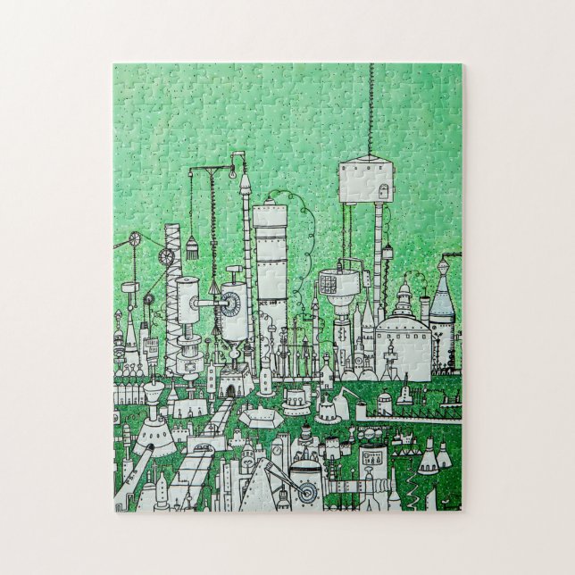 cute green white ink colour  scientist's lab jigsaw puzzle (Vertical)