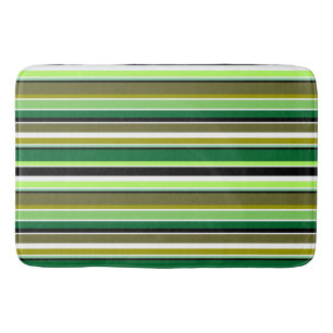 Cute green white stripes bath mat