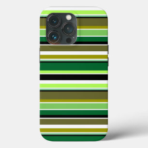Cute green white stripes iPhone 13 pro case