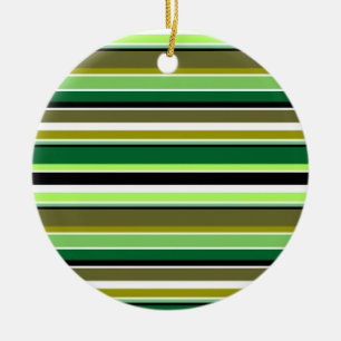 Cute green white stripes ceramic ornament
