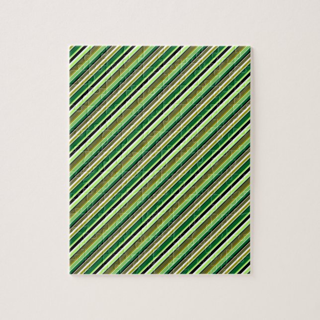 Cute green white stripes jigsaw puzzle (Vertical)