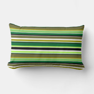 Cute green white stripes lumbar pillow