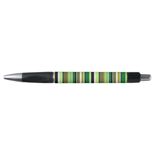 Cute green white stripes pen (Front)