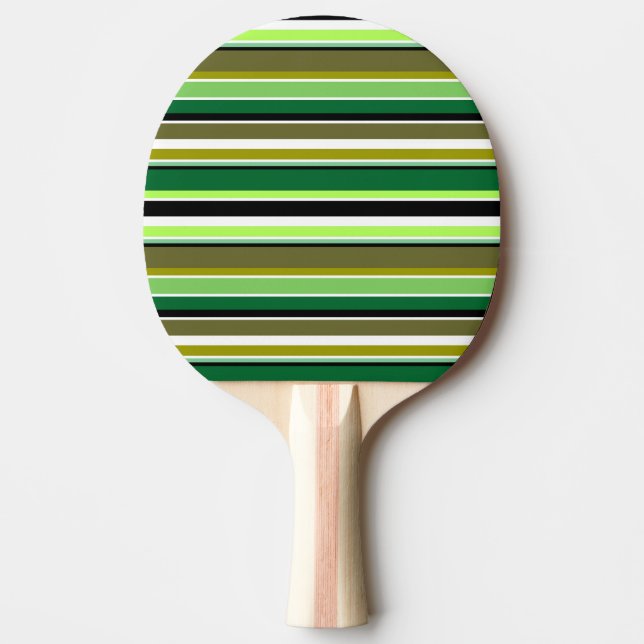 Cute green white stripes ping pong paddle (Front)