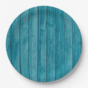 Cute Green Woodgrain Vintage  Paper Plate