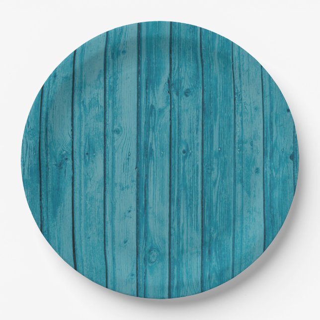 Cute Green Woodgrain Vintage  Paper Plate (Front)
