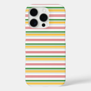 Cute green yellow stripes iPhone 16 pro case