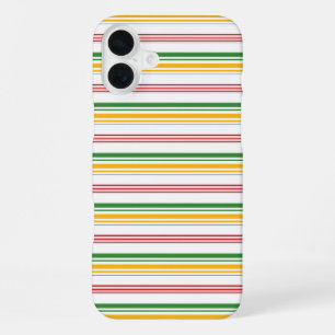 Cute green yellow stripes iPhone 16 plus case