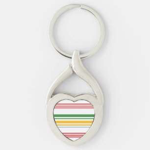 Cute green yellow stripes keychain