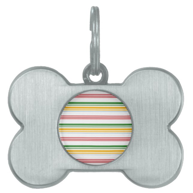 Cute green yellow stripes pet ID tag (Front)