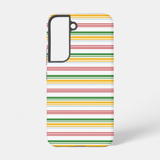 Cute green yellow stripes samsung galaxy s22 case (Back)