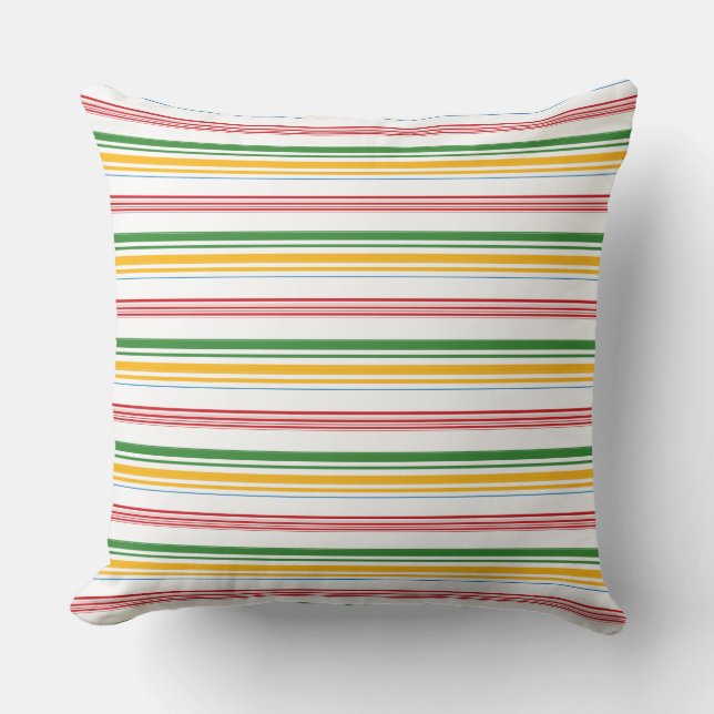 Cute green yellow stripes throw pillow (Front)