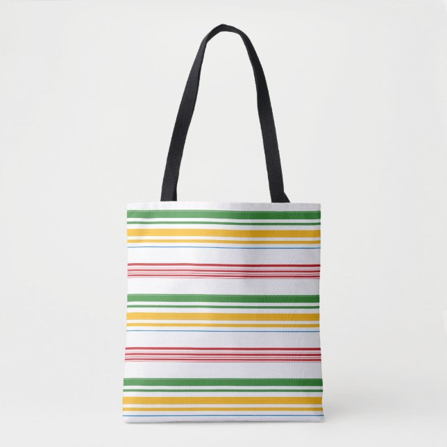 Cute green yellow stripes tote bag (Front)