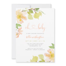 Cute Greenery Blush Pink Floral Oh Baby Shower
