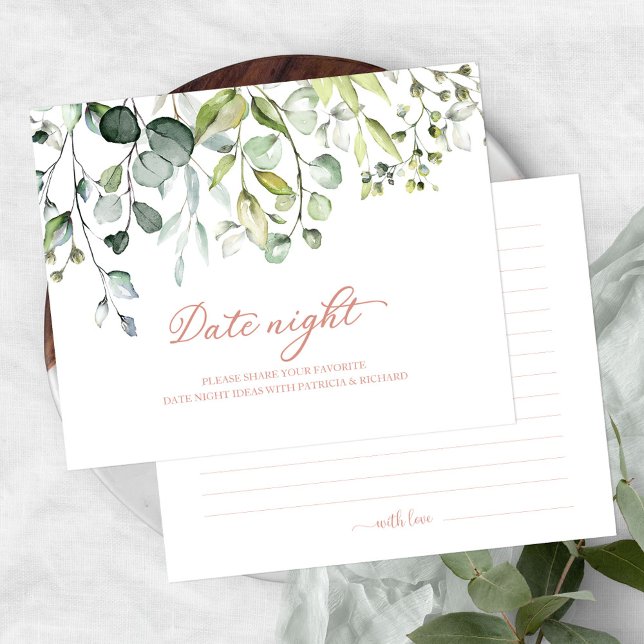 Cute Greenery Bridal Shower Date Night Jar Cards (Creator Uploaded)
