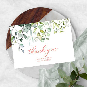 Cute Greenery Bridal Shower Thank You Card
