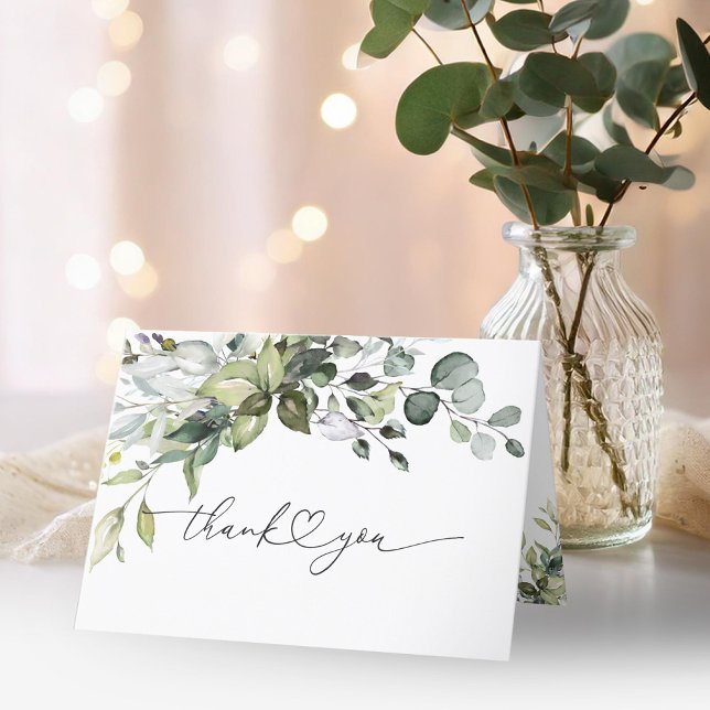 Cute Greenery Calligraphy Engagement Thank You (Creator Uploaded)