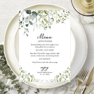 Cute Greenery Eucalyptus Bridal Shower Menu Invitation