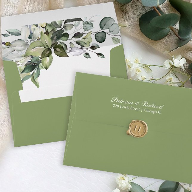 Cute Greenery Eucalyptus Watercolor Envelope (Creator Uploaded)