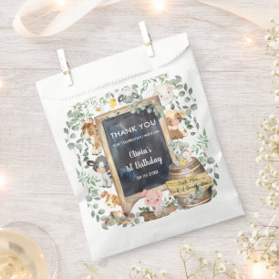 Cute Greenery Farm Animals Birthday Baby Shower  Favour Bag