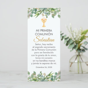 Cute Greenery First Communion Bookmark in Spanish