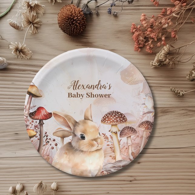 Cute Greenery Forest Animals Woodland Baby Shower Paper Plate (Creator Uploaded)