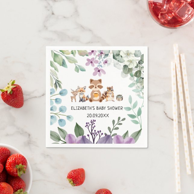 Cute greenery forest animals woodland Paper Napkin (Insitu)