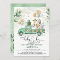 Cute Greenery Safari Drive Through Boy Baby Shower