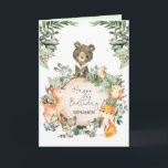 Cute Greenery Woodland Animals Happy Birthday Card<br><div class="desc">This beautiful design features illustration of a group of adorable forest animals and lush botanical greenery.</div>