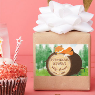 Cute Greenery Woodland Baby Fox Baby Shower Sticker