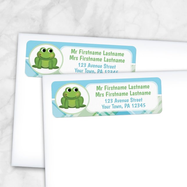 Cute grenouille bleu et vert Plaid Étiquettes de a (Créateur téléchargé)