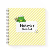 Cute grenouille Carnet spiral jaune et blanc