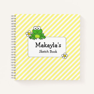 Cute grenouille Carnet spiral jaune et blanc