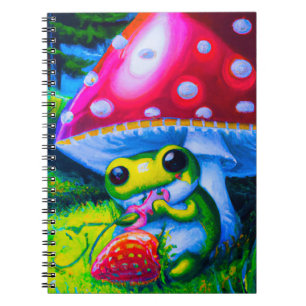 Cute grenouille chubby mangeant un carnet de frais