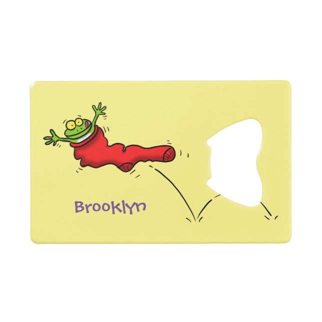 Cute grenouille dans une chaussette rouge saut de  (Devant (Horizontal))