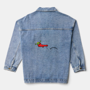 Cute grenouille dans une chaussette rouge saut de 