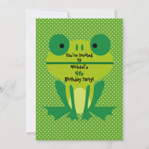 Cute Grenouille Verte Et Pots Fête Invitation